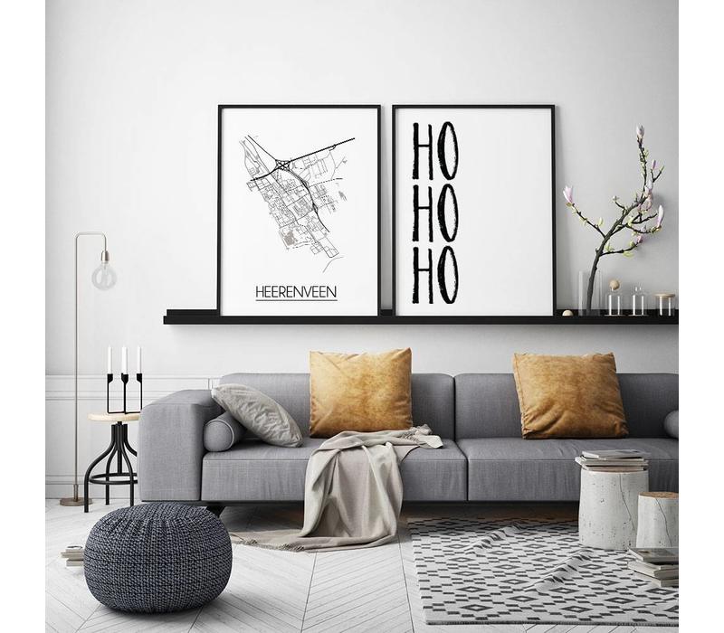 Heerenveen Stadtplan-poster - Weiß Schwarz Grau
