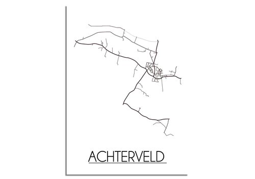 DesignClaud Achterveld Stadtplan-poster - Weiß Schwarz Grau