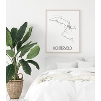 Achterveld Stadtplan-poster - Weiß Schwarz Grau