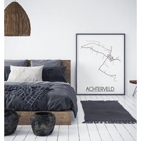 Achterveld Stadtplan-poster - Weiß Schwarz Grau