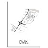Ewijk Stadtplan-poster - Weiß Schwarz Grau