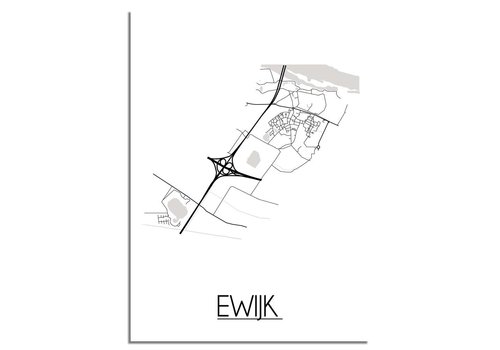 DesignClaud Ewijk Stadtplan-poster - Weiß Schwarz Grau