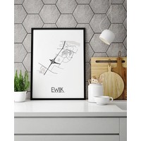 Ewijk Stadtplan-poster - Weiß Schwarz Grau