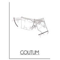 Goutum Stadtplan-poster - Weiß Schwarz Grau