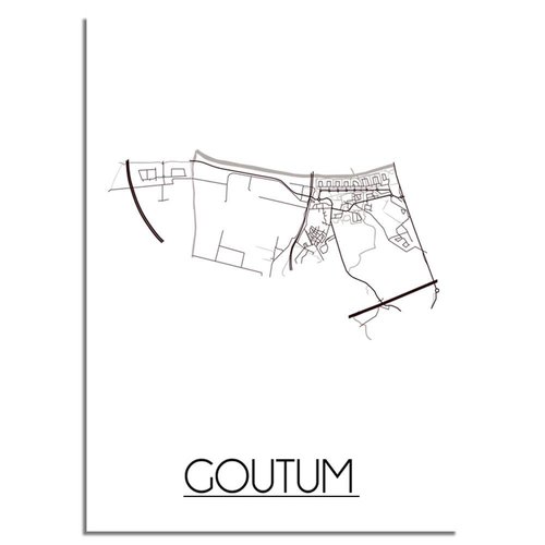 Goutum Stadtplan-poster - Weiß Schwarz Grau 
