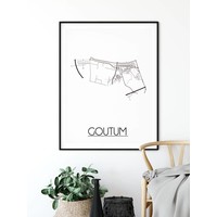 Goutum Stadtplan-poster - Weiß Schwarz Grau