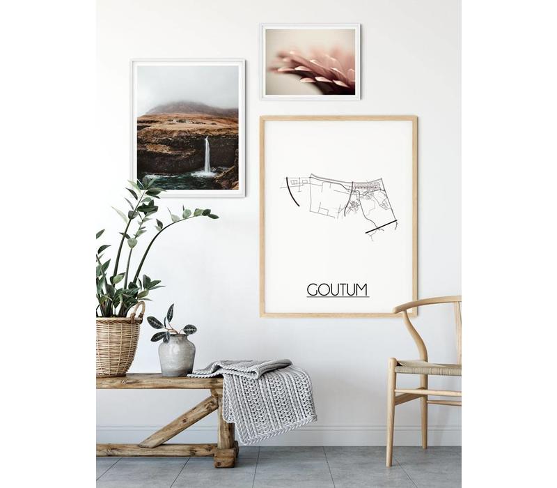 Goutum Stadtplan-poster - Weiß Schwarz Grau