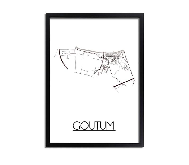 Goutum Stadtplan-poster - Weiß Schwarz Grau