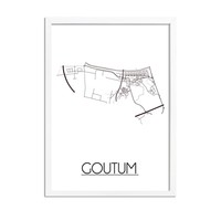Goutum Stadtplan-poster - Weiß Schwarz Grau