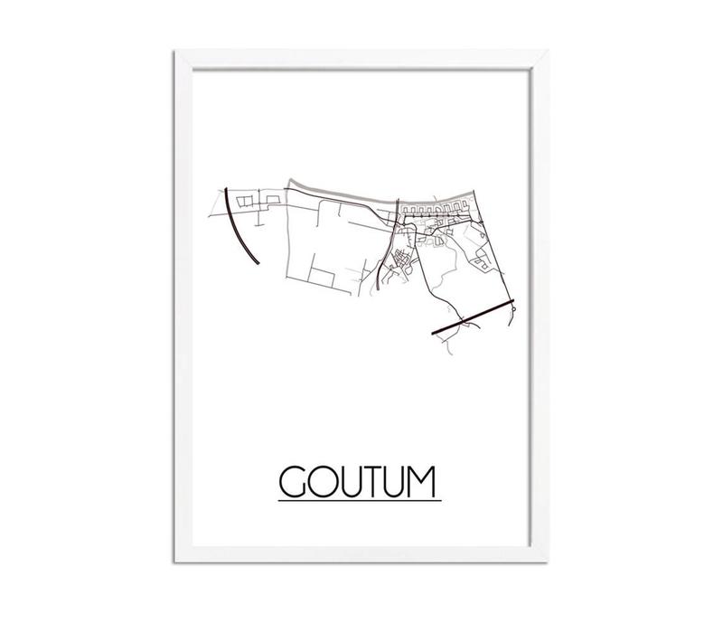 Goutum Stadtplan-poster - Weiß Schwarz Grau