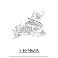 Steenwijk Stadtplan-poster - Weiß Schwarz Grau