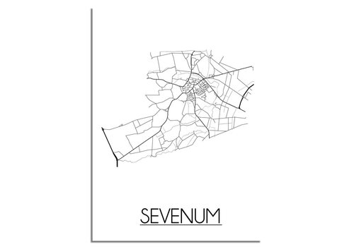 DesignClaud Sevenum Stadtplan-poster - Weiß Schwarz Grau