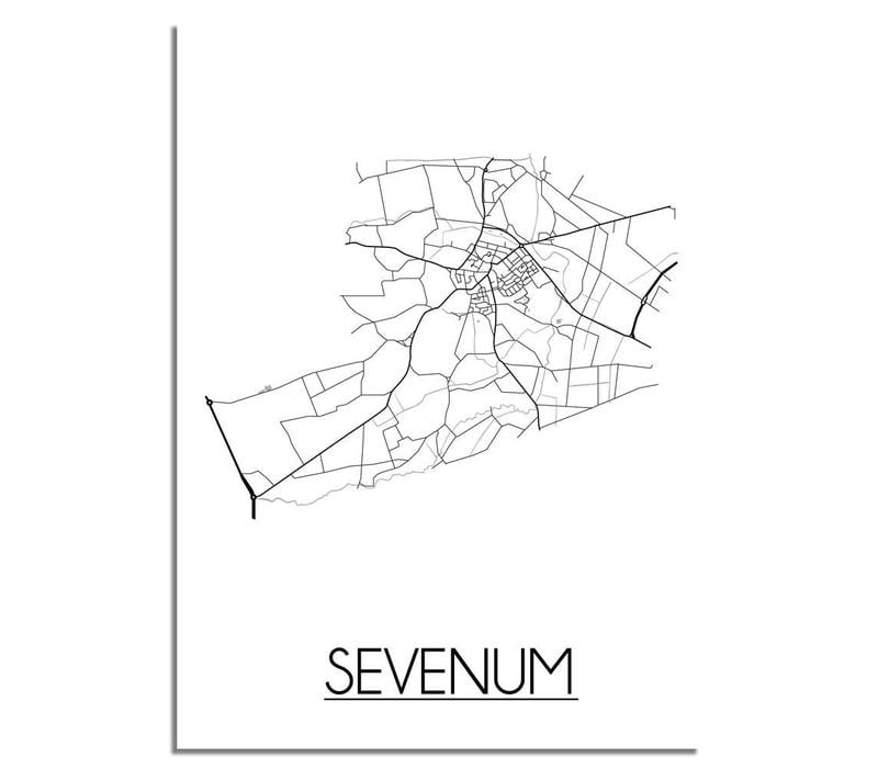 Sevenum Stadtplan-poster - Weiß Schwarz Grau