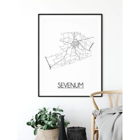Sevenum Stadtplan-poster - Weiß Schwarz Grau