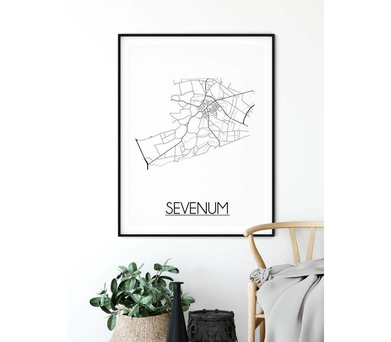 Sevenum Stadtplan-poster - Weiß Schwarz Grau