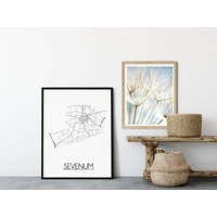Sevenum Stadtplan-poster - Weiß Schwarz Grau