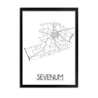 Sevenum Stadtplan-poster - Weiß Schwarz Grau