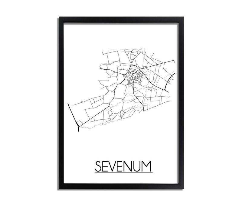 Sevenum Stadtplan-poster - Weiß Schwarz Grau