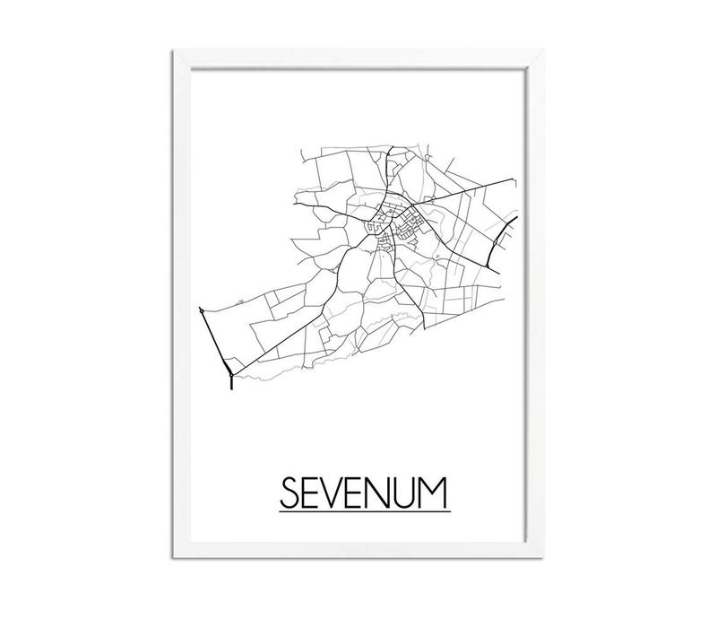Sevenum Stadtplan-poster - Weiß Schwarz Grau