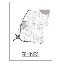 Eemnes Stadtplan-poster - Weiß Schwarz Grau