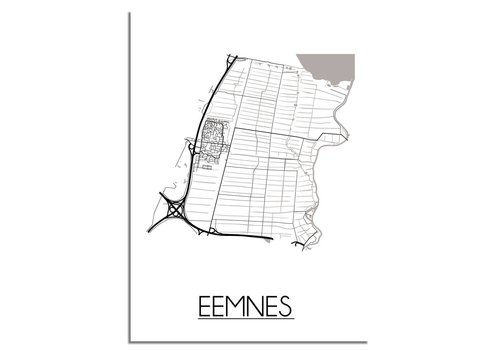DesignClaud Eemnes Stadtplan-poster - Weiß Schwarz Grau