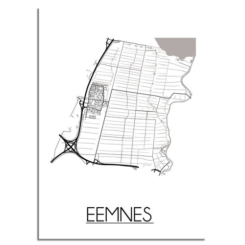 Eemnes Stadtplan-poster - Weiß Schwarz Grau 