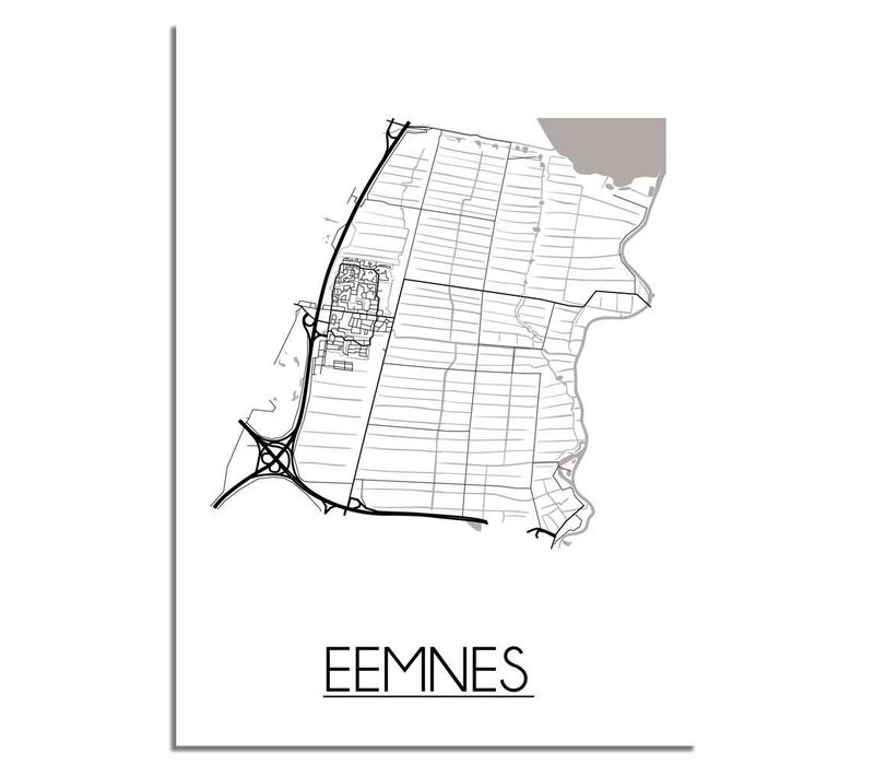 Eemnes Stadtplan-poster - Weiß Schwarz Grau