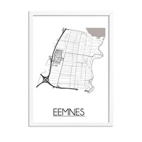 Eemnes Stadtplan-poster - Weiß Schwarz Grau