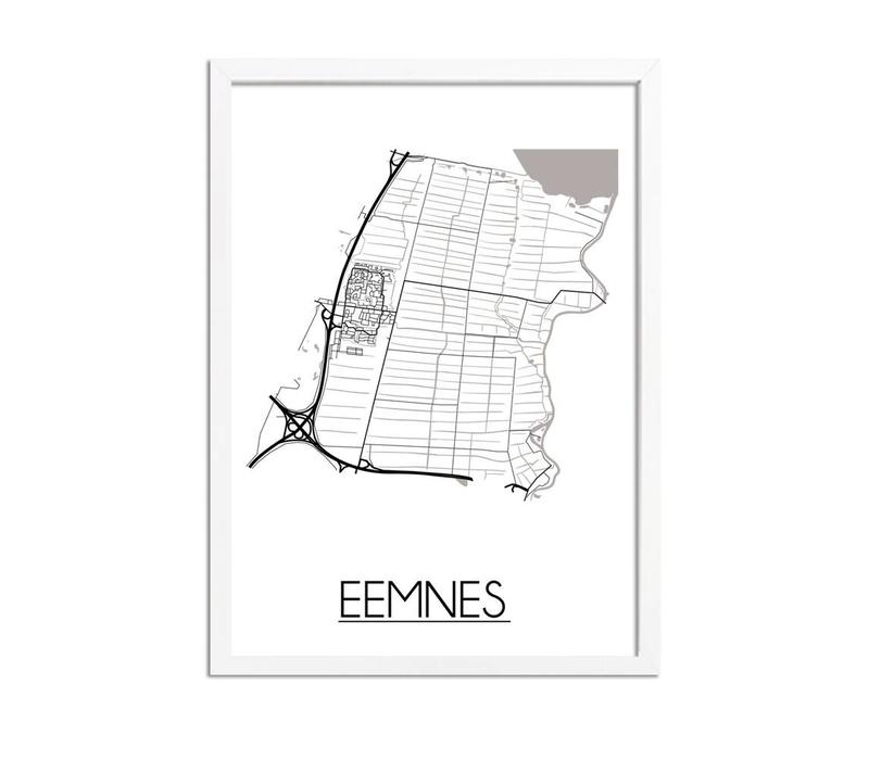 Eemnes Stadtplan-poster - Weiß Schwarz Grau