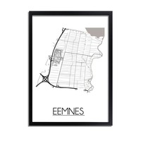 Eemnes Stadtplan-poster - Weiß Schwarz Grau