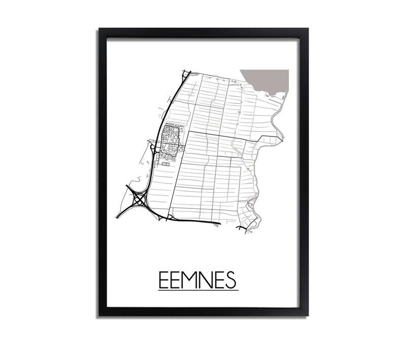 Eemnes Stadtplan-poster - Weiß Schwarz Grau
