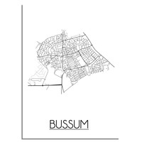 Bussum Stadtplan-poster - Weiß Schwarz Grau