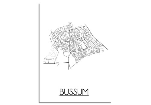 DesignClaud Bussum Stadtplan-poster - Weiß Schwarz Grau