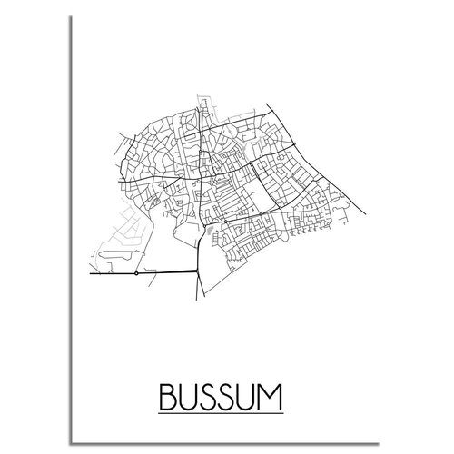 Bussum Stadtplan-poster - Weiß Schwarz Grau 