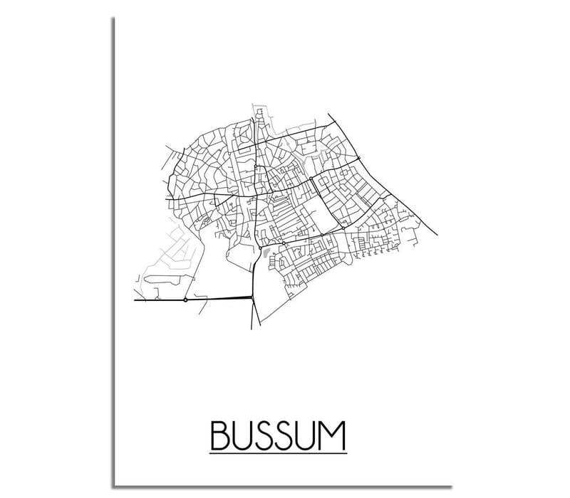 Bussum Stadtplan-poster - Weiß Schwarz Grau