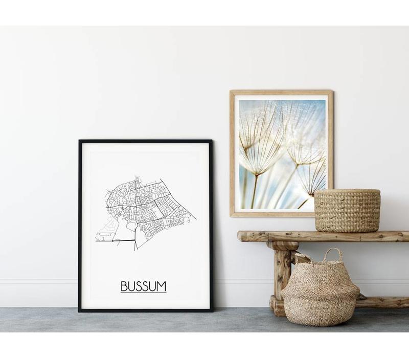 Bussum Stadtplan-poster - Weiß Schwarz Grau