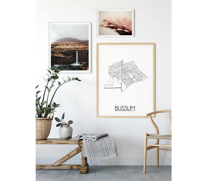 Bussum Stadtplan-poster - Weiß Schwarz Grau