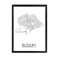 Bussum Stadtplan-poster - Weiß Schwarz Grau