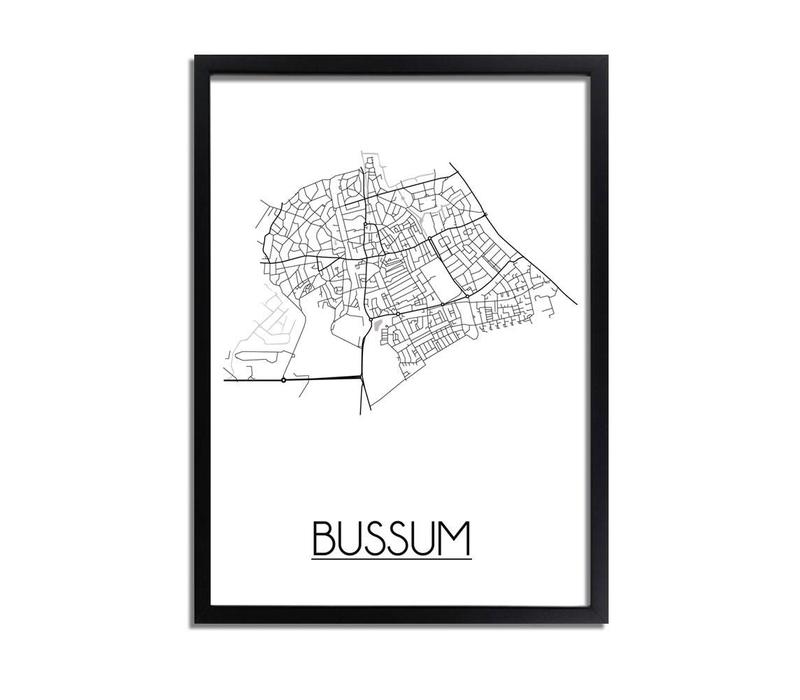 Bussum Stadtplan-poster - Weiß Schwarz Grau