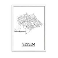 Bussum Stadtplan-poster - Weiß Schwarz Grau