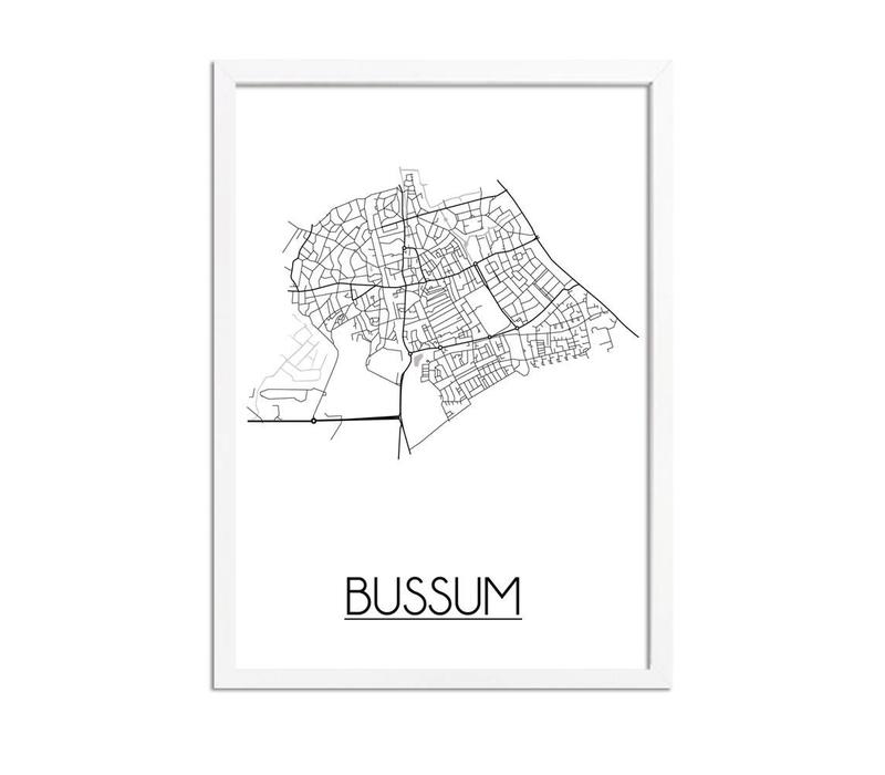 Bussum Stadtplan-poster - Weiß Schwarz Grau