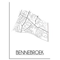 Bennebroek Stadtplan-poster - Weiß Schwarz Grau