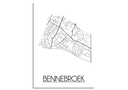 DesignClaud Bennebroek Stadtplan-poster - Weiß Schwarz Grau