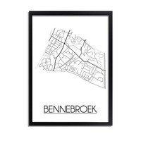 Bennebroek Stadtplan-poster - Weiß Schwarz Grau