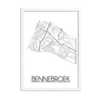 Bennebroek Stadtplan-poster - Weiß Schwarz Grau