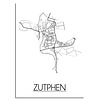 Zutphen Stadtplan-poster - Weiß Schwarz Grau
