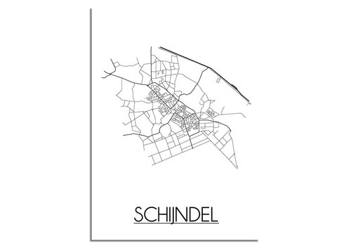DesignClaud Schijndel Stadtplan-poster - Weiß Schwarz Grau
