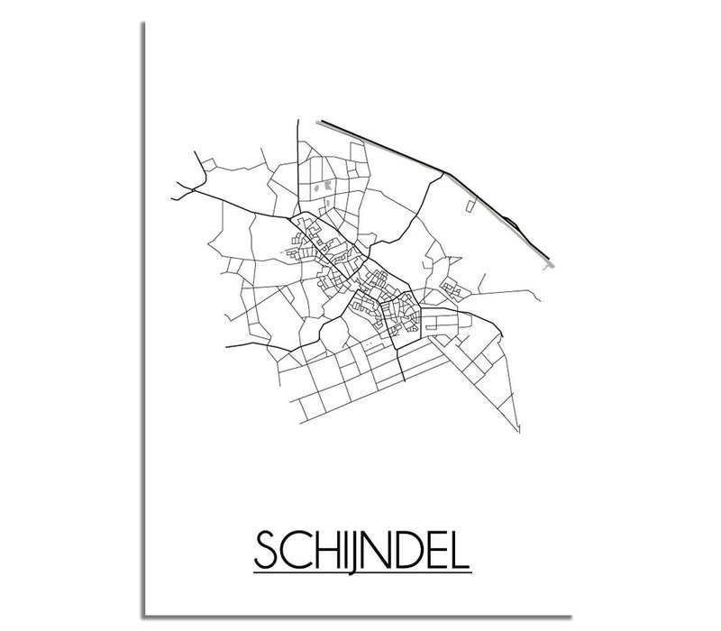 Schijndel Stadtplan-poster - Weiß Schwarz Grau