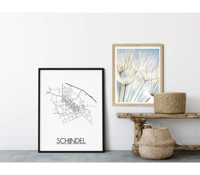 Schijndel Stadtplan-poster - Weiß Schwarz Grau