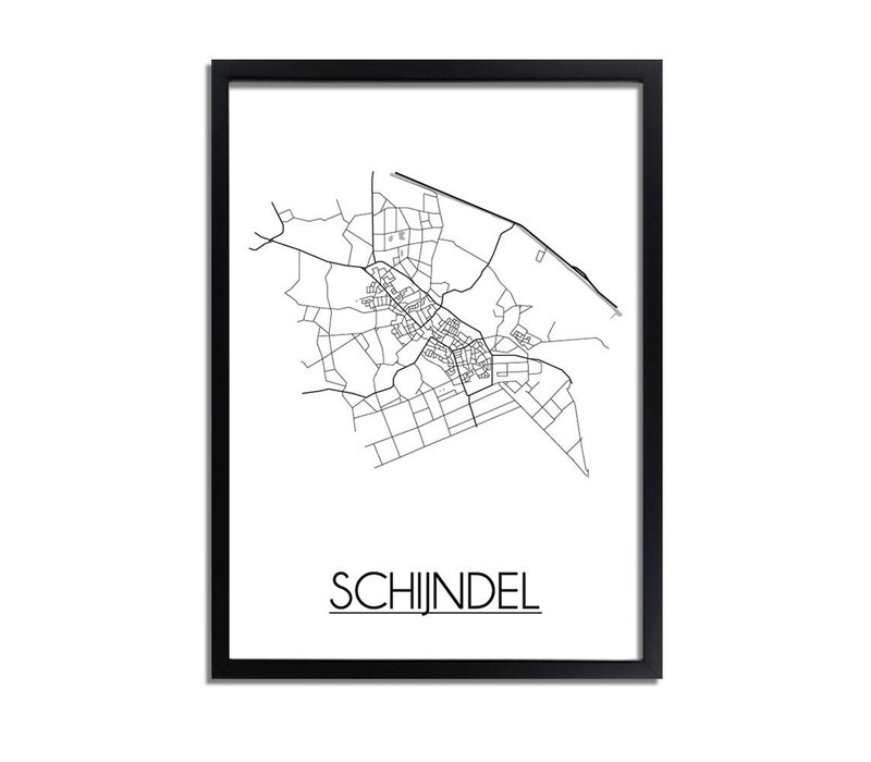 Schijndel Stadtplan-poster - Weiß Schwarz Grau